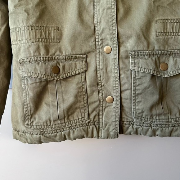 Old Navy Olive Green Utility Bomber Jacket Sherpa Lined Collar Women's Small - Picture 5 of 13